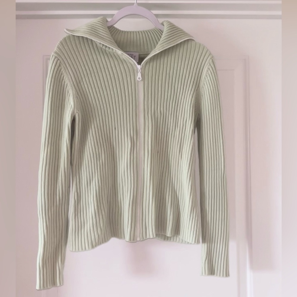LOFT Full-Zip Sweater, Green